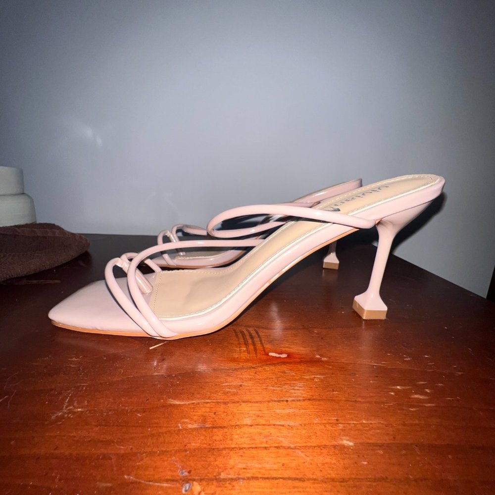 Women's Thong Heels Sandals Square Open Toe Strappy Heeled Sandal Slip - Picture 6 of 11